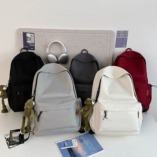 Ins Large Capacity Simple Solid Color Backpack Junior High School High School Backpack Japanese Female College Student Schoolbag