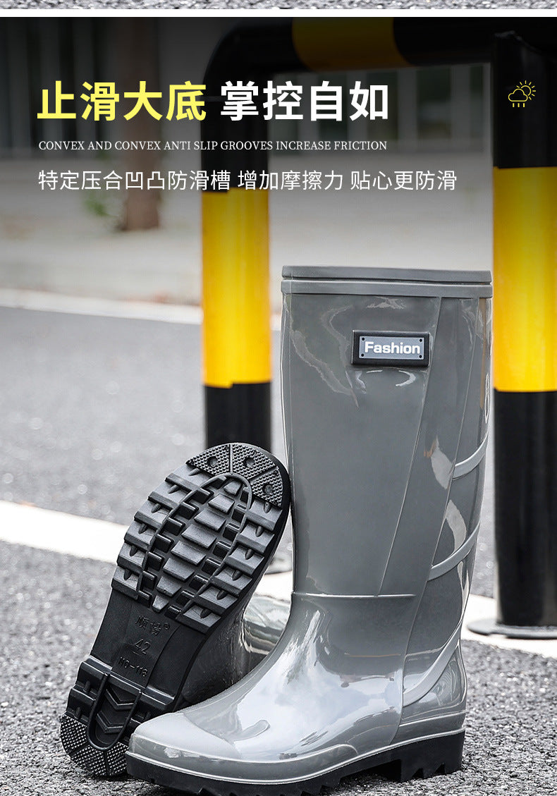 Taobao rain shoes men's beef tendon bottom camouflage waterproof non-slip wear-resistant water shoes fleece-lined warm labor protection shoes explosions wholesale