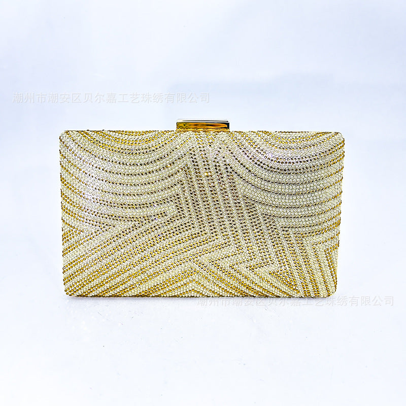 Cross-border new in stock evening bag women's diamond-embedded chain banquet small bag dress bag Clutch evening bag Clutch