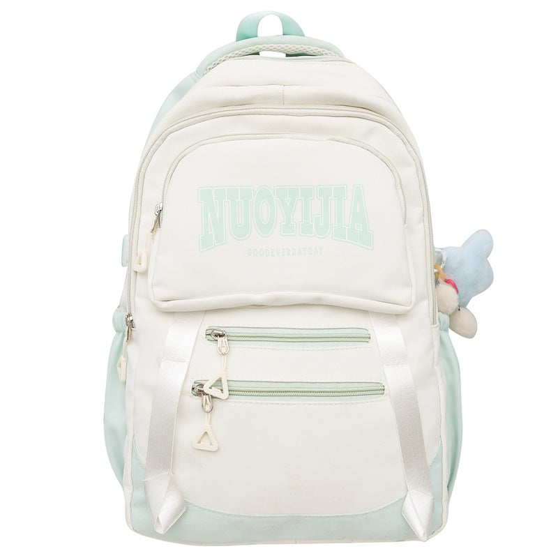 College Style Large Capacity Backpack Junior Senior high school College Students Casual Simple Schoolbag Cute Pendant Western Style Backpack
