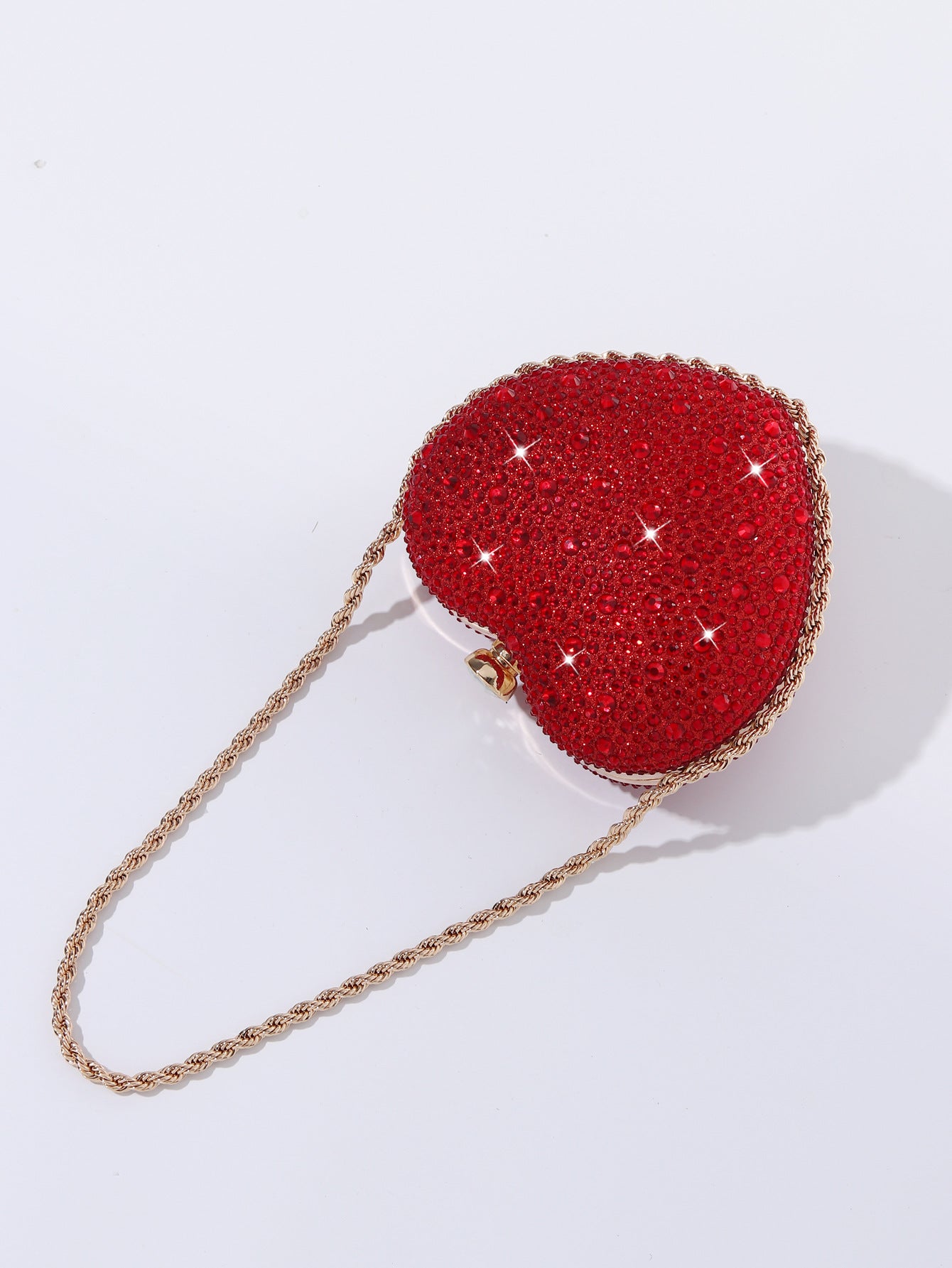 Cross-Border E-Commerce 2024 New Evening Bag European and American Accessible Luxury Full Diamond Diagonal Banquet Sparkling Heart Heavy-Duty Handbag
