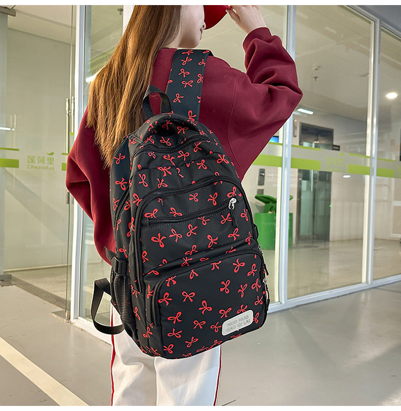 New Girls Backpack Japanese Ins Three-piece Bag Junior Senior high school Student Schoolbag Campus Style Large Capacity Backpack