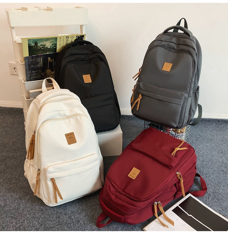 Solid Color Simple Couple's Schoolbag Large Capacity Fashionable All-match Personality Niche Backpack Travel Class Tutoring Backpack