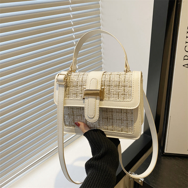 Chanel Style Woven Bag 2024 New Style Small Square Bag Winter Women's All-match Niche Crossbody Handbag Elegant Women