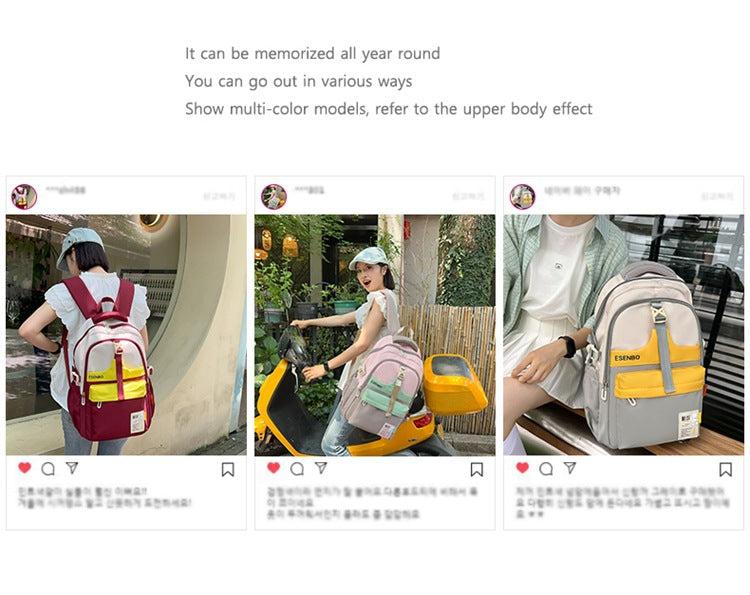 Schoolbag Women's Korean-style Harajuku Backpack Campus Style Junior High School Senior high school Student Schoolbag Simple Fashionable Large Capacity Backpack