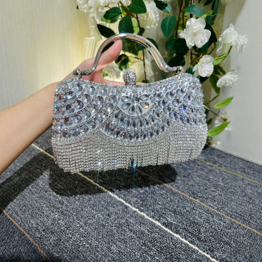 Cross-Border Women's Bags 2025 New European and American Fashion Rhinestone Handbag Ins Internet Celebrity Versatile Chain Evening Bag