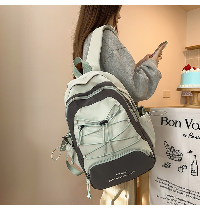 Mountain-Style Outdoor Hiking Backpack for Women, Large Capacity, Unique Design, Lightweight, High-End Gray School Bag for High School Girls