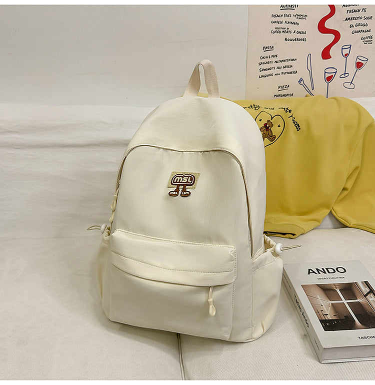 New School Bag Female College Student Large Capacity Backpack Lightweight Simple Short-Distance Travel Backpack High School Student School Bag