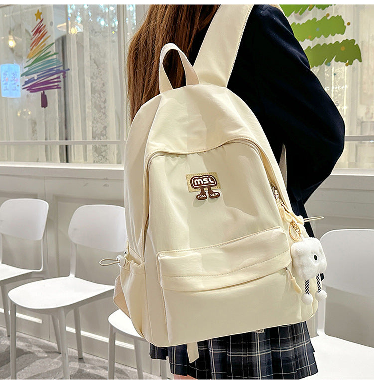 New School Bag Female College Student Large Capacity Backpack Lightweight Simple Short-Distance Travel Backpack High School Student School Bag
