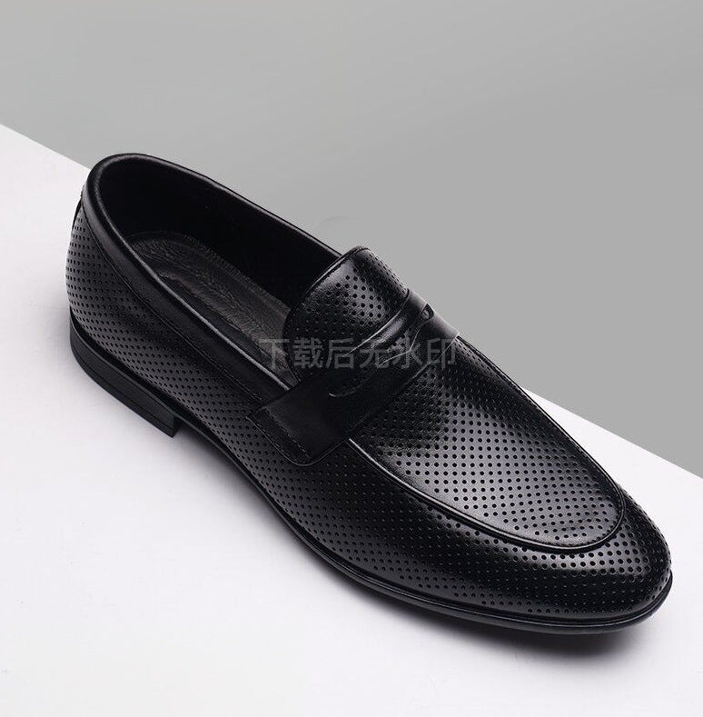 Spring and Summer New Fashion All-match Beans Shoes Slip-on Loafers Casual Fashion Men's Leather Shoes Breathable Dad Shoes