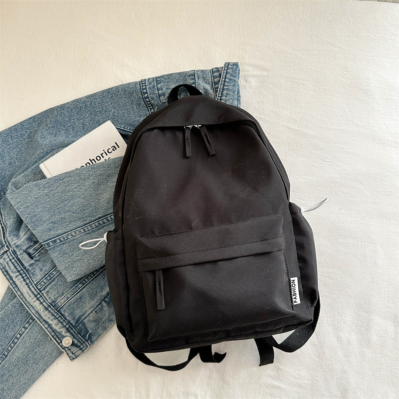 Large-Capacity Japanese-Style Simple Campus Backpack Korean Style College Style Solid Color Student Backpack Casual Bag Travel Bag