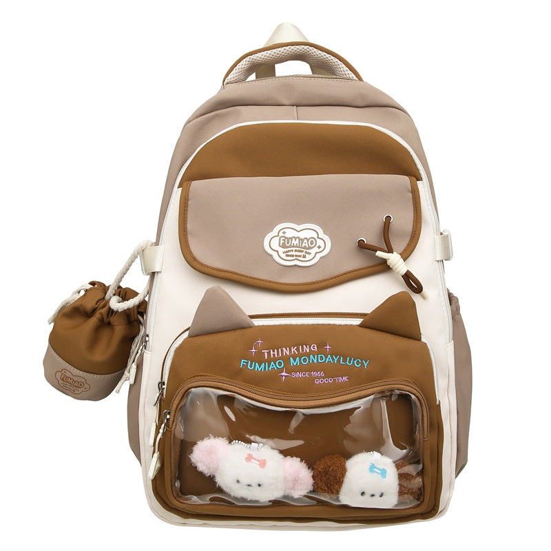 College Style School Bag Three-Piece Set for Girls with Good Looks and Versatile DIY Girl Pain Bag Student Class Backpack Tutoring Bag