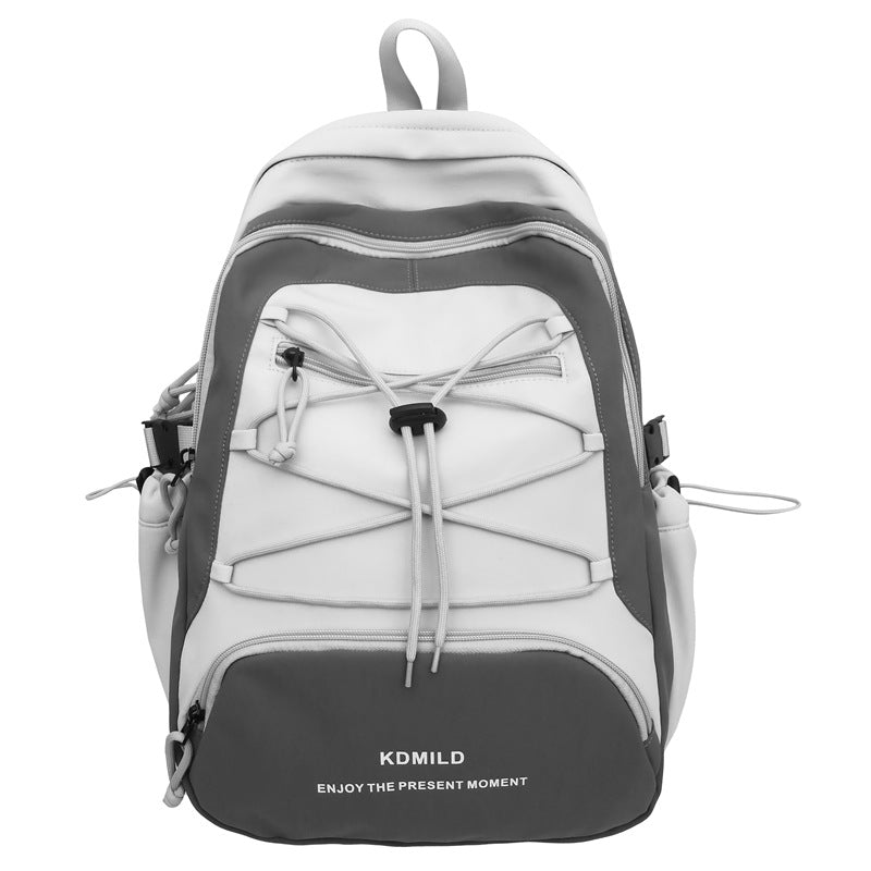 Mountain-Style Outdoor Hiking Backpack for Women, Large Capacity, Unique Design, Lightweight, High-End Gray School Bag for High School Girls