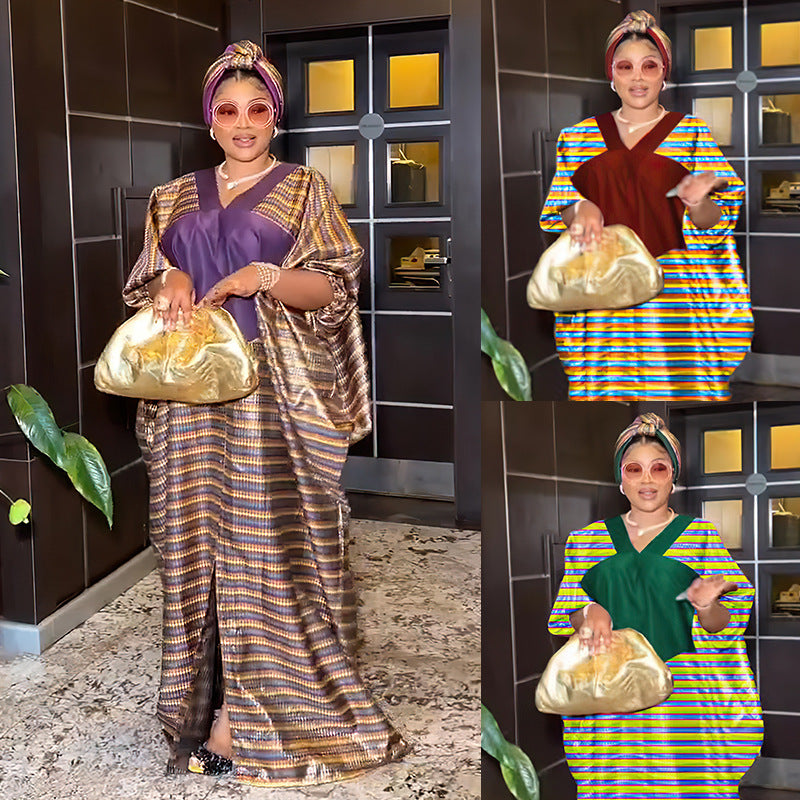 Cross-Border Dresses Amazon Best-Selling Plus-Size Women's Clothing African Fashion Ethnic Style Robe 8905
