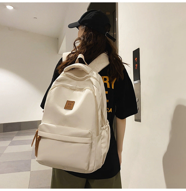 Solid Color Simple Couple's Schoolbag Large Capacity Fashionable All-match Personality Niche Backpack Travel Class Tutoring Backpack
