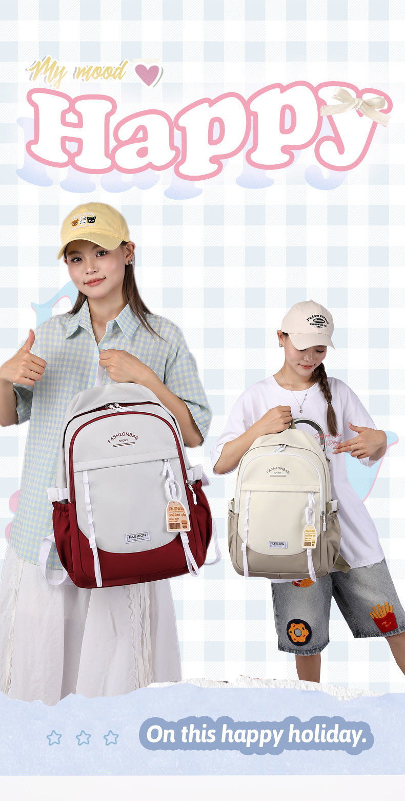 Simple Fashion High-end Sense Backpack All-match Senior high school College Student Computer Bag Casual Backpack High-value Schoolbag