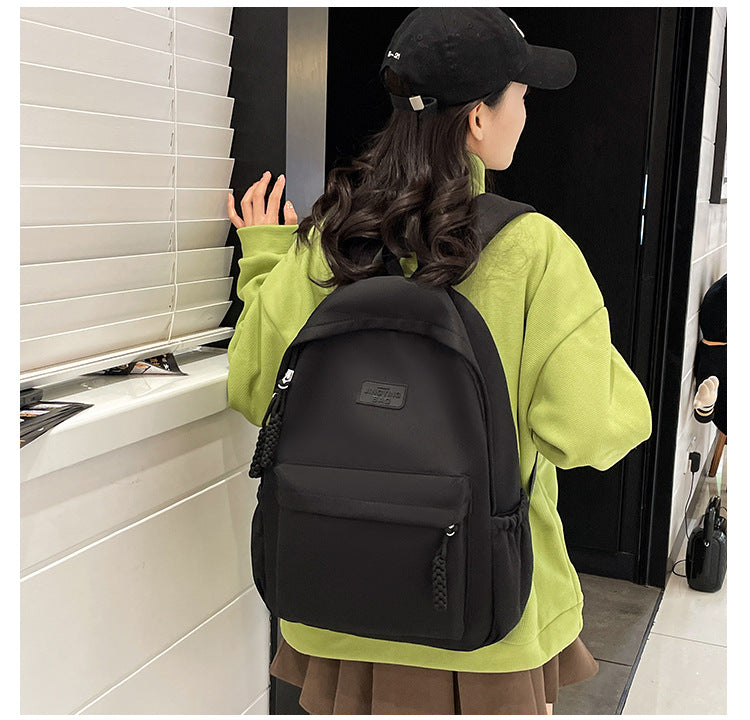 Schoolbag Women's 2024 New Large Capacity High School Student Backpack Solid Color Simple All-match Women's Bag Class Student Backpack