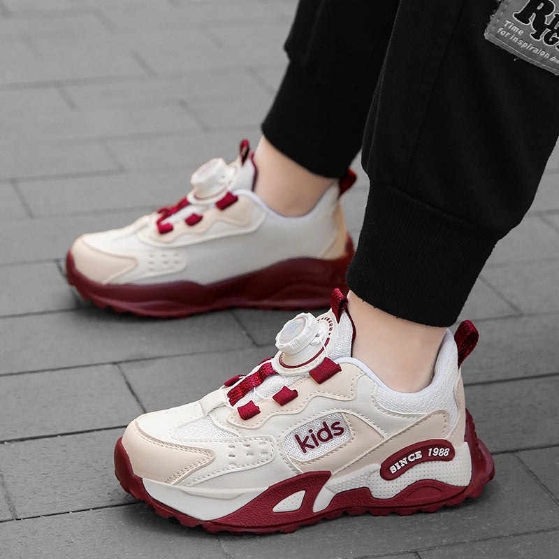 Boys' sneaker Children's Mesh Breathable Casual Shoes Girls' Non-slip Lightweight Wave Shoes Running Shoes for Middle and Big Children and Students