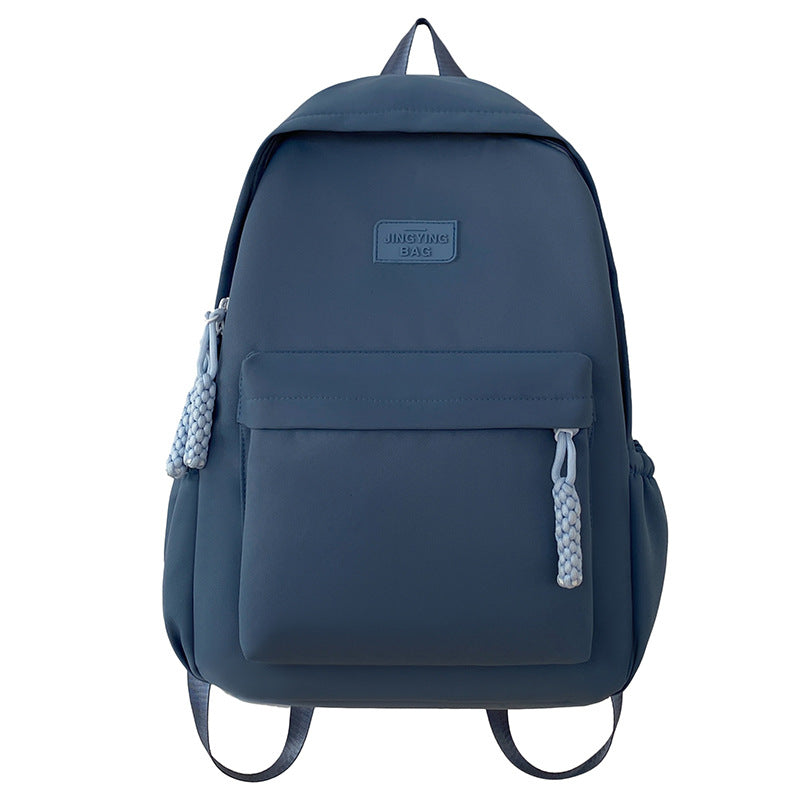 Schoolbag Women's 2024 New Large Capacity High School Student Backpack Solid Color Simple All-match Women's Bag Class Student Backpack