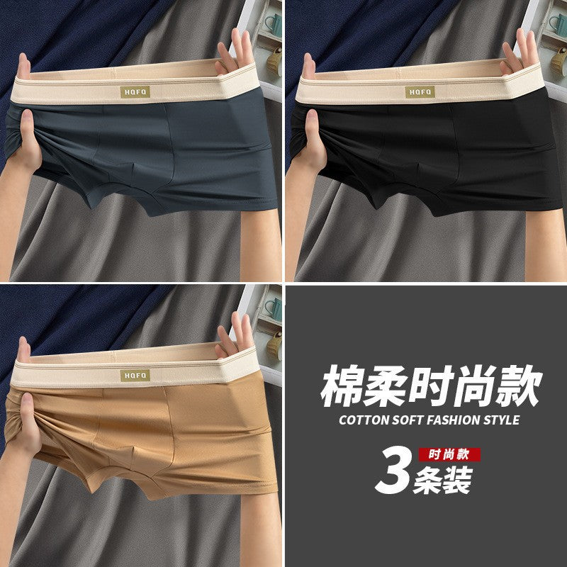 Men's Underwear Simple Boxer Briefs Skin-Friendly Breathable Antibacterial Crotch Comfortable Elastic Mid-Waist Boxer Briefs Ready for Sale