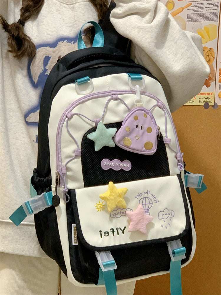 Junior High School Girls' Schoolbag High Color Value Cute Lightweight Large Capacity for Primary School Students and High School Students Backpack for Women
