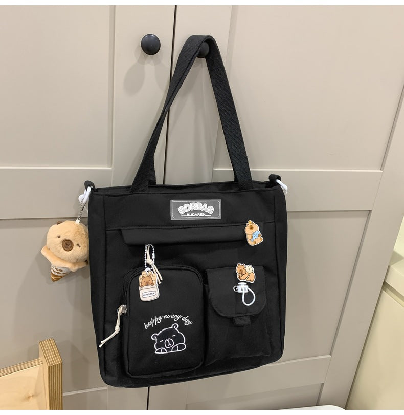Ins Style School Bag for Girls, Versatile Color-Blocking Large-Capacity Backpack for Middle School and High School Students, Campus Style