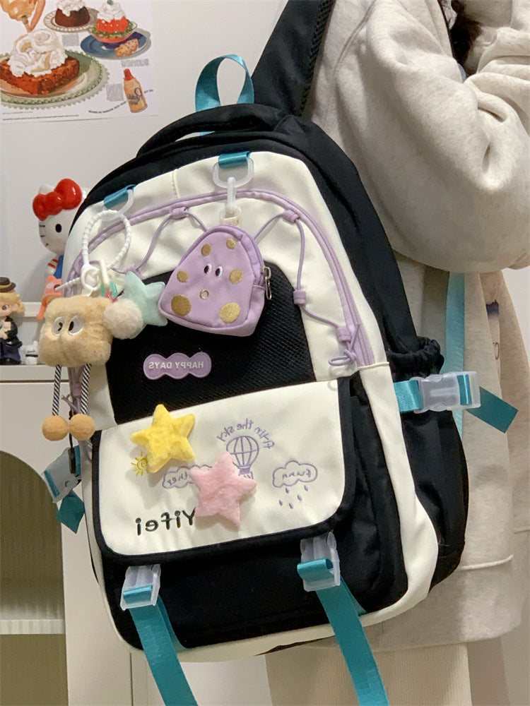 Junior High School Girls' Schoolbag High Color Value Cute Lightweight Large Capacity for Primary School Students and High School Students Backpack for Women