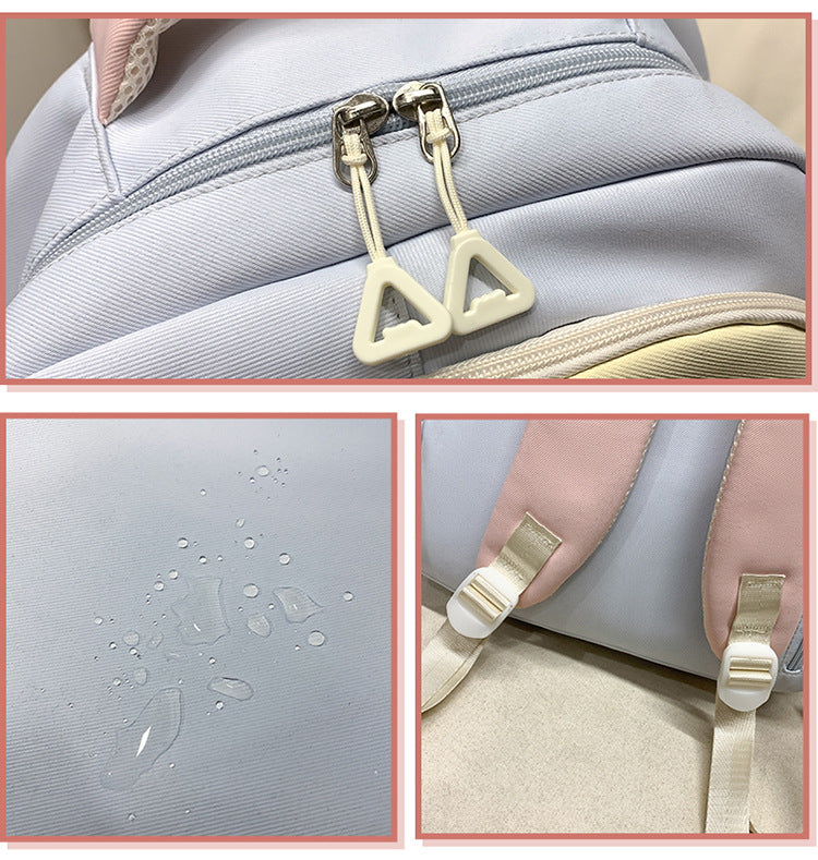 College Style School Bag Three-Piece Set for Girls with Good Looks and Versatile DIY Girl Pain Bag Student Class Backpack Tutoring Bag