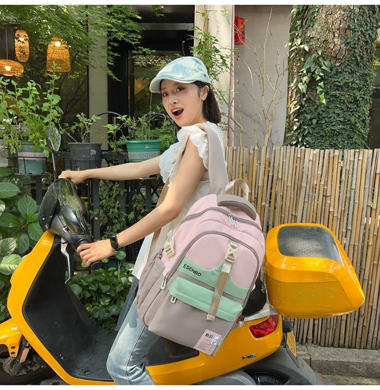 Schoolbag Women's Korean-style Harajuku Backpack Campus Style Junior High School Senior high school Student Schoolbag Simple Fashionable Large Capacity Backpack