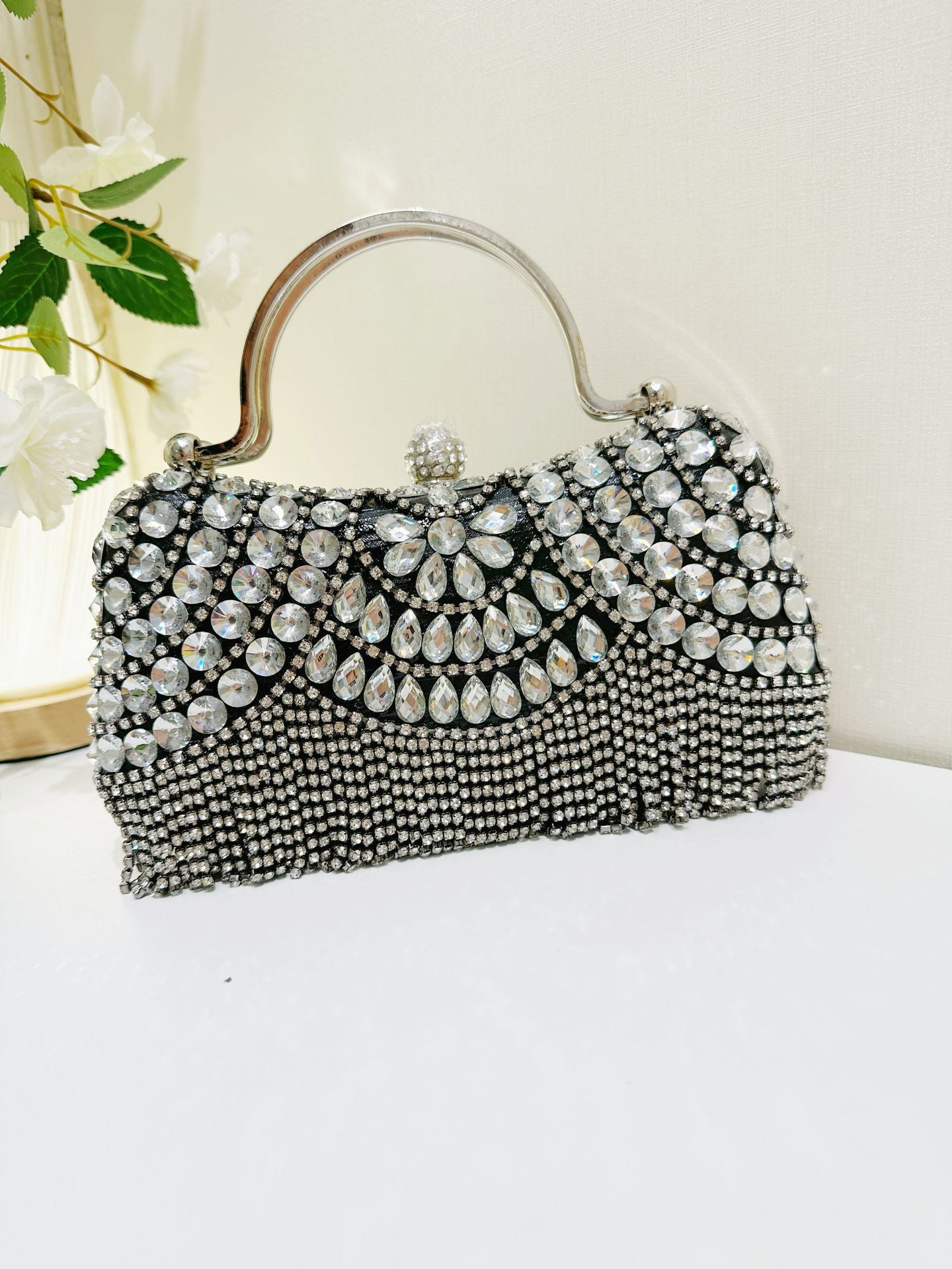 Cross-Border Women's Bags 2025 New European and American Fashion Rhinestone Handbag Ins Internet Celebrity Versatile Chain Evening Bag