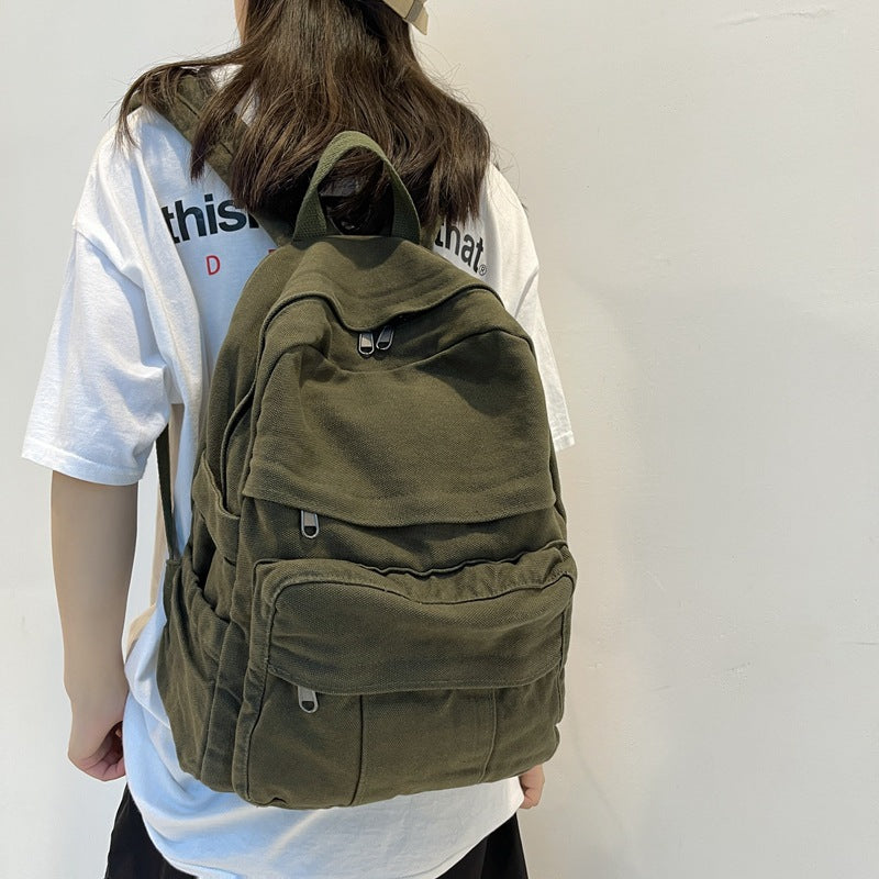 2022 American Senior high school Retro Backpack Antique Washed Canvas Men's and Women's Backpack Old School Student Bag