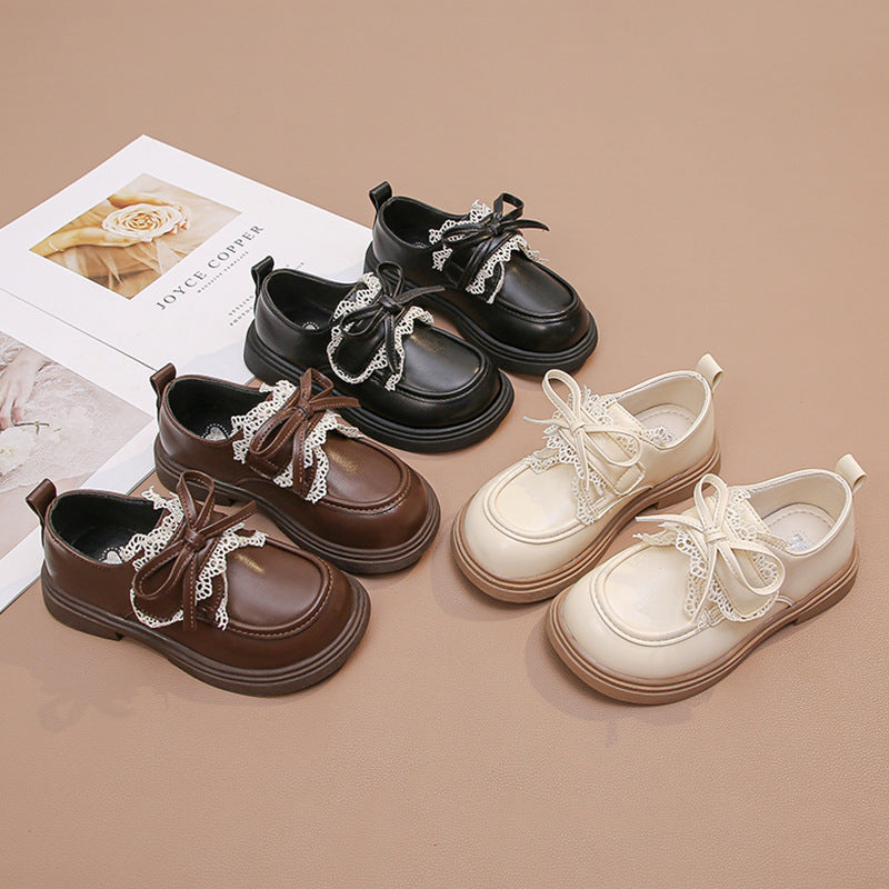 Children's Leather Shoes 2024 Autumn and Winter New Girls' Leather British Style Single-layer Shoes Large Children's Soft Sole All-match Fashion Boots