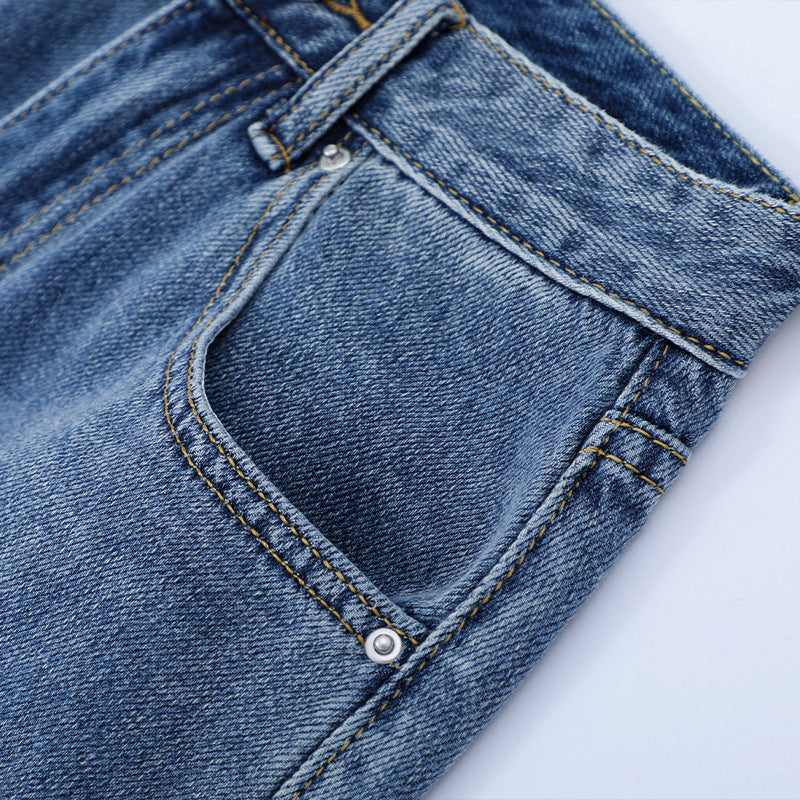 Summer 2022 New Five-point Straight Loose Large Size Chubby Girl Thin Wide Leg High Waist Slimming Denim Shorts for Women