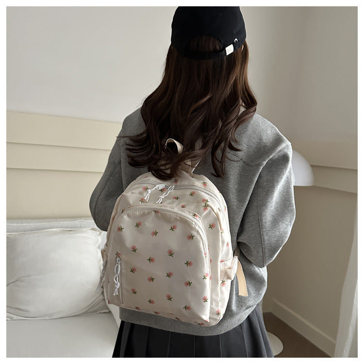 Fashionable and Simple Printed Backpack, Trendy and Trendy, Lightweight, Large-Capacity, Personalized School Bag for Middle School Students, Women's Backpack
