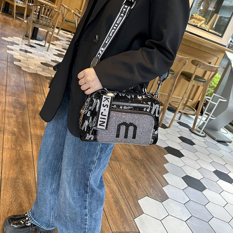 High-End Bags for Women 2025 New Sequined Women's Bags Versatile Fashion Casual Crossbody Bag Horizontal Square Handbag
