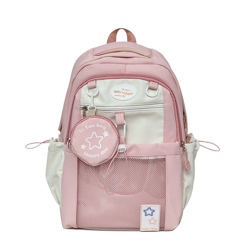 Cute Girl's Pain Bag Backpack Star Girl's Senior high school College Student Schoolbag Large Capacity High-value Backpack