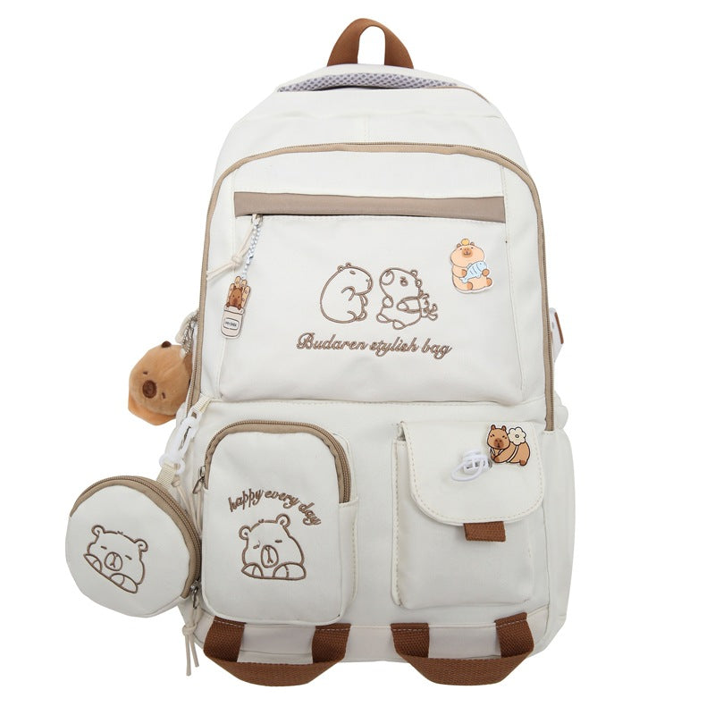 Ins Style School Bag for Girls, Versatile Color-Blocking Large-Capacity Backpack for Middle School and High School Students, Campus Style