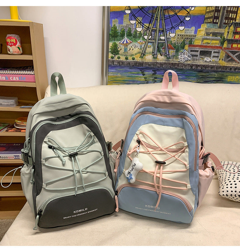 Mountain-Style Outdoor Hiking Backpack for Women, Large Capacity, Unique Design, Lightweight, High-End Gray School Bag for High School Girls