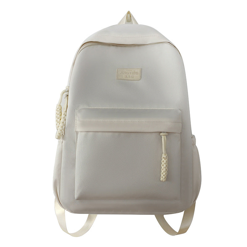 Schoolbag Women's 2024 New Large Capacity High School Student Backpack Solid Color Simple All-match Women's Bag Class Student Backpack