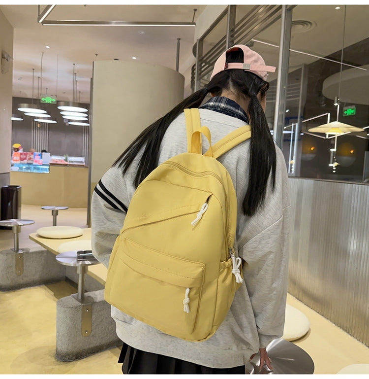 New Large Capacity Primary School Junior High School Students' Casual Schoolbag Japanese Style Fashion Simple Solid Color Travel Backpack