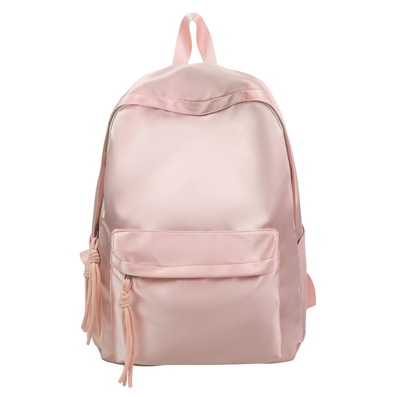Simple popular solid color large capacity student schoolbag Hong Kong style fashion casual backpack trendy lightweight backpack for women