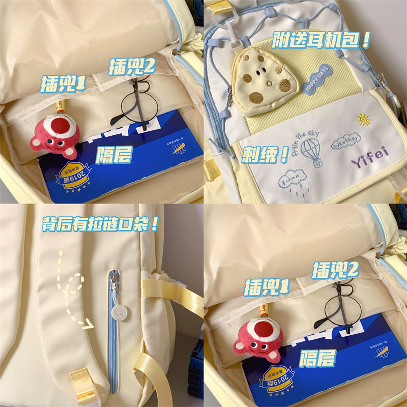 Junior High School Girls' Schoolbag High Color Value Cute Lightweight Large Capacity for Primary School Students and High School Students Backpack for Women
