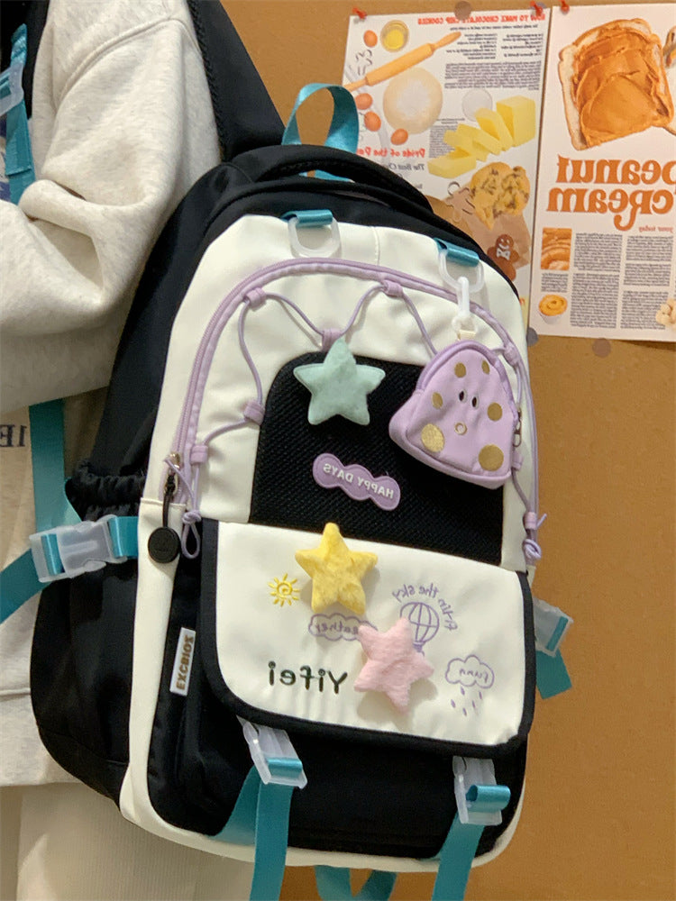 Junior High School Girls' Schoolbag High Color Value Cute Lightweight Large Capacity for Primary School Students and High School Students Backpack for Women