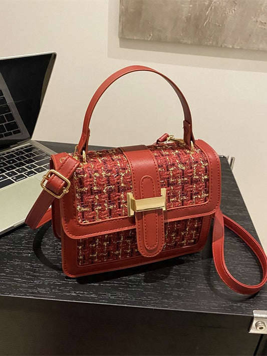Chanel Style Woven Bag 2024 New Style Small Square Bag Winter Women's All-match Niche Crossbody Handbag Elegant Women