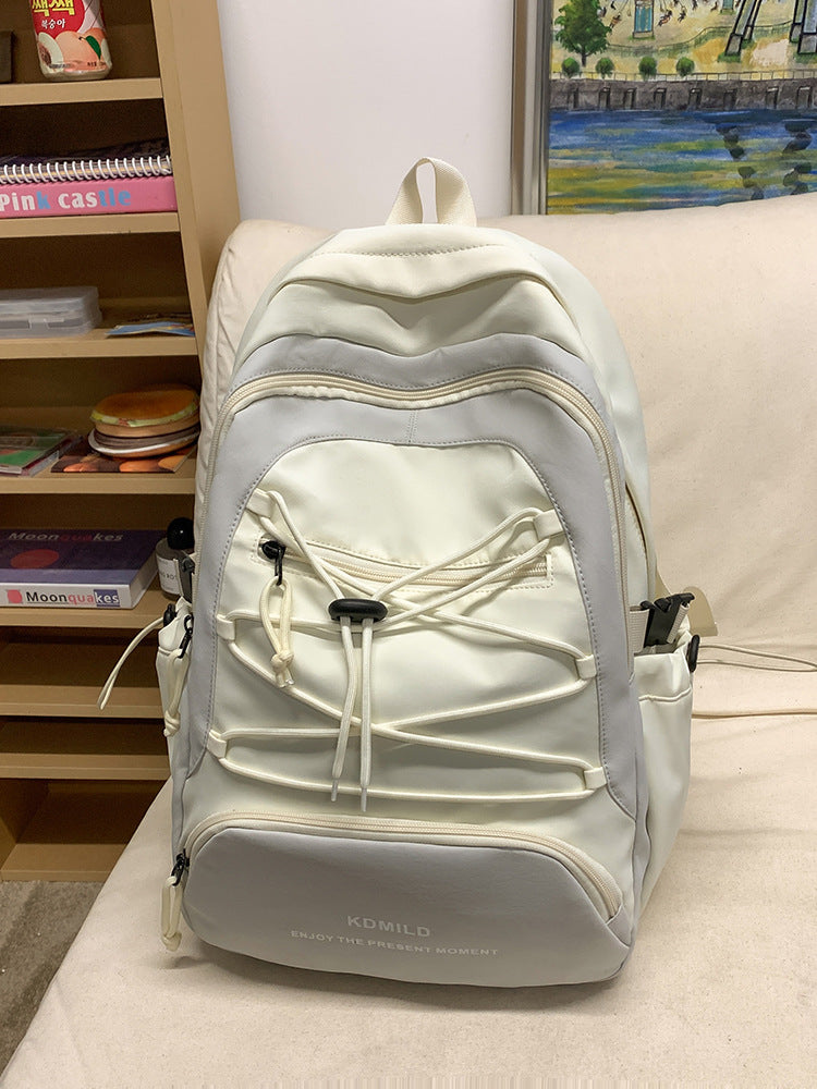 Mountain-Style Outdoor Hiking Backpack for Women, Large Capacity, Unique Design, Lightweight, High-End Gray School Bag for High School Girls