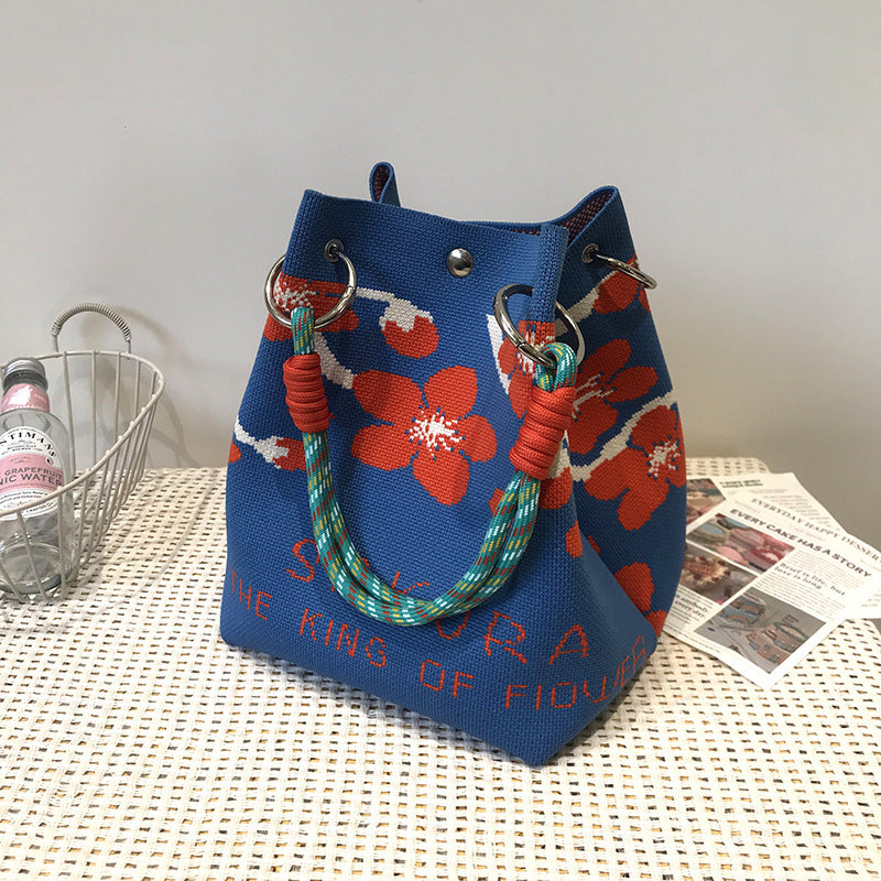 Handbag Women's New Fashion Cute Cartoon Animal Large Capacity Portable Storage Bag Commuter Shoulder Bag Woven Bag