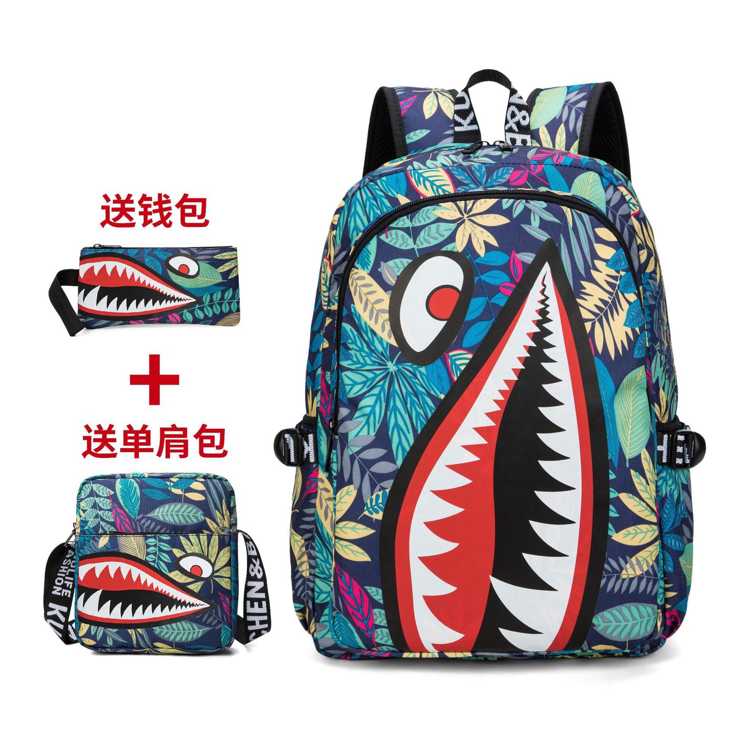 Cross-border Oxford Shark Schoolbag Primary School Grade 4, 5 and 6 Large Capacity Backpack Personalized Simple Backpack for Men