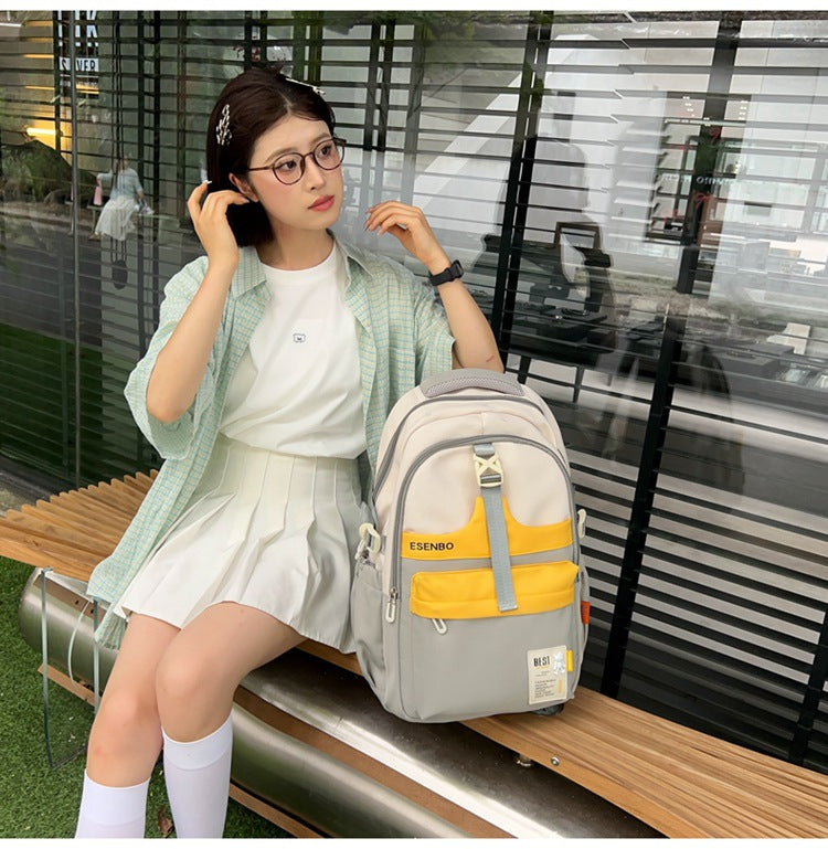 Schoolbag Women's Korean-style Harajuku Backpack Campus Style Junior High School Senior high school Student Schoolbag Simple Fashionable Large Capacity Backpack