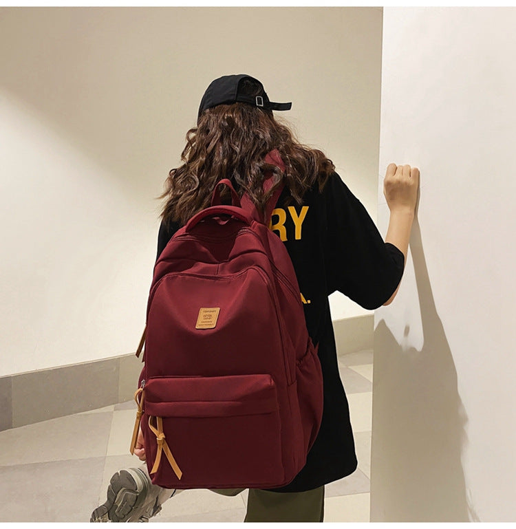 Solid Color Simple Couple's Schoolbag Large Capacity Fashionable All-match Personality Niche Backpack Travel Class Tutoring Backpack