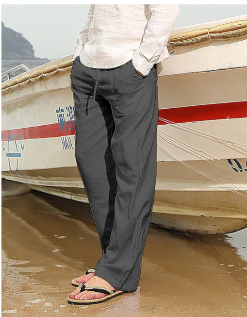 2021 independent station best selling men's linen casual multi-pocket trousers (a large number of spot) factory direct sales